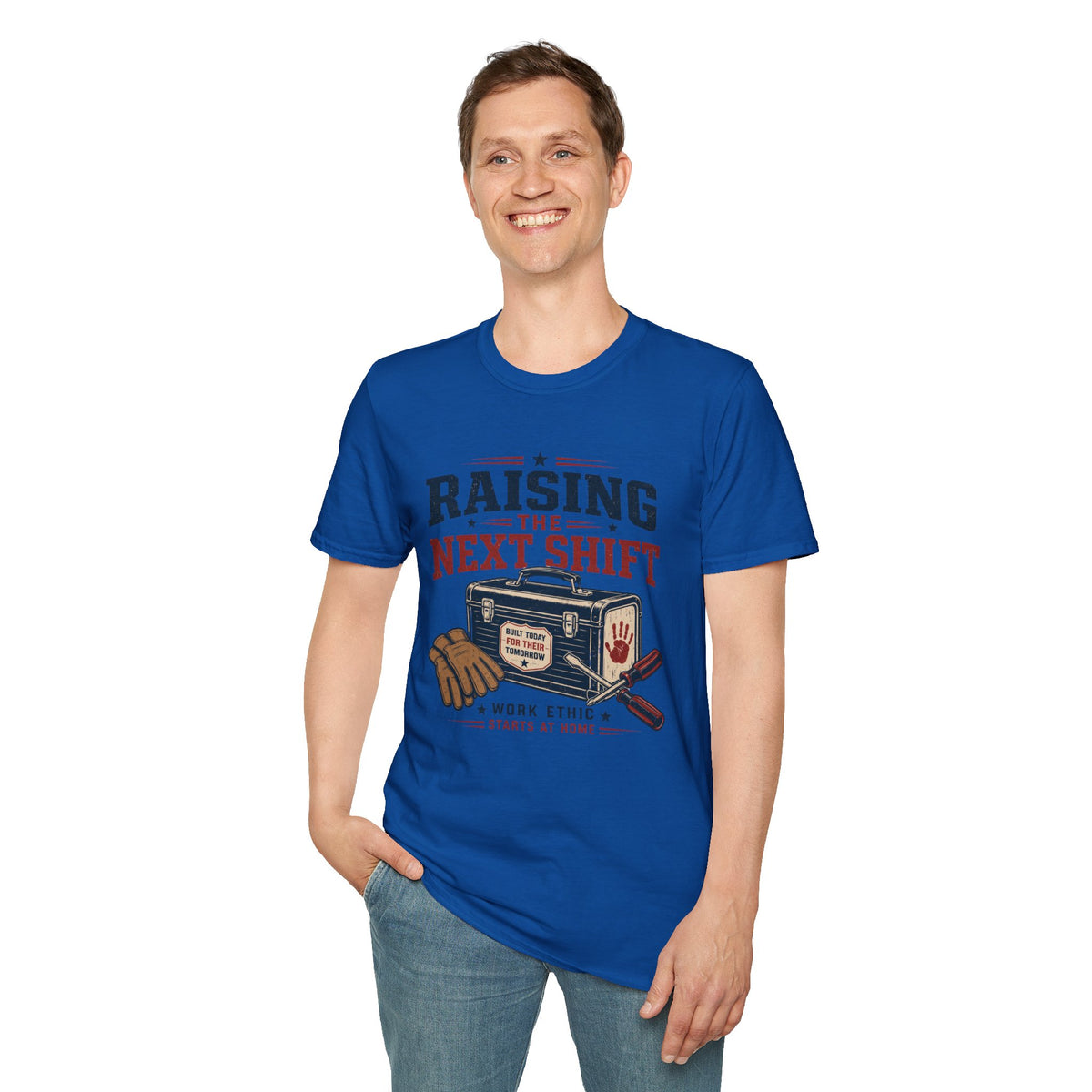 Raising the Next Shift T-Shirt — Retro Mechanic/Garage Dad Tee