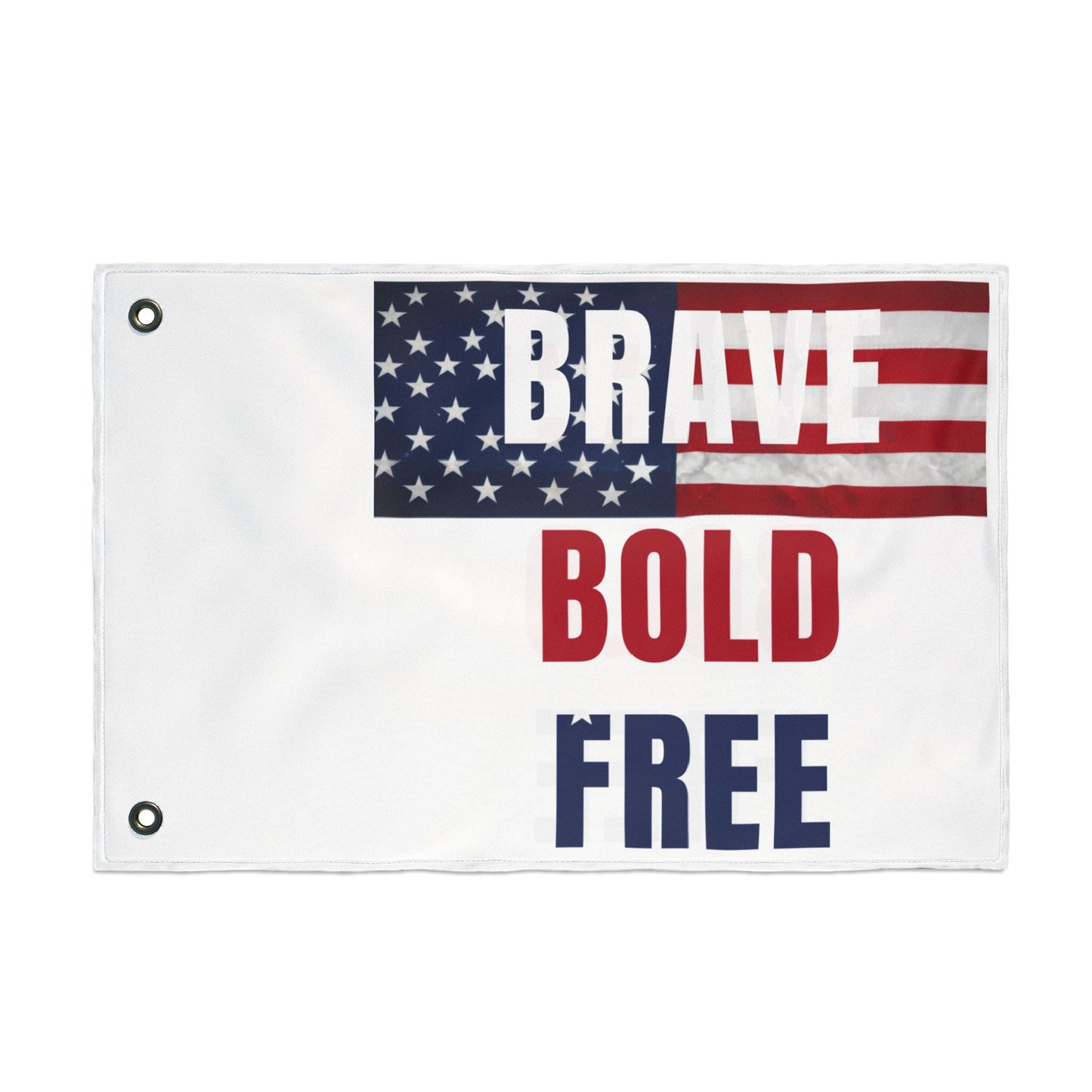 Patriotic Double-Sided Flag - "Brave Bold Free" USA Garden Flag