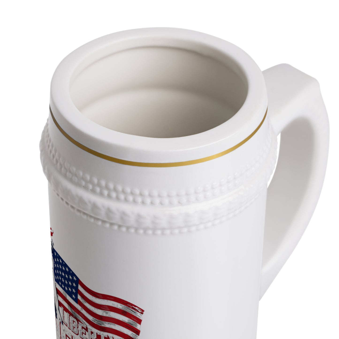 Beer Stein — Liberty Never Quits American Flag & Statue of Liberty Patriotic Mug