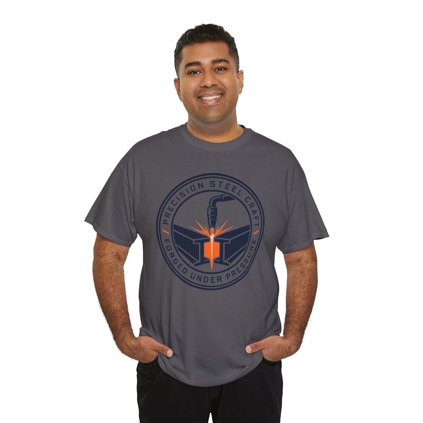 Steel Craft Logo T-Shirt — "Precision Steel Craft: Forged Under Pressure" Graphic Tee