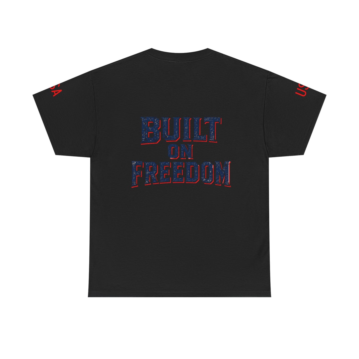Patriotic Union Forge Tee — "Built on Freedom" USA Graphic T-Shirt
