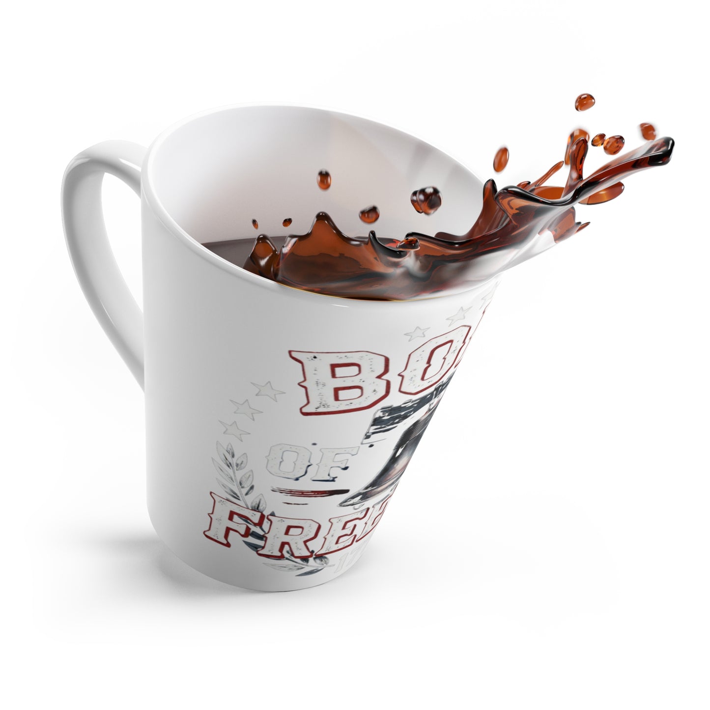 Latte Mug — "Born of Freedom" Liberty Bell Patriotic Coffee Cup