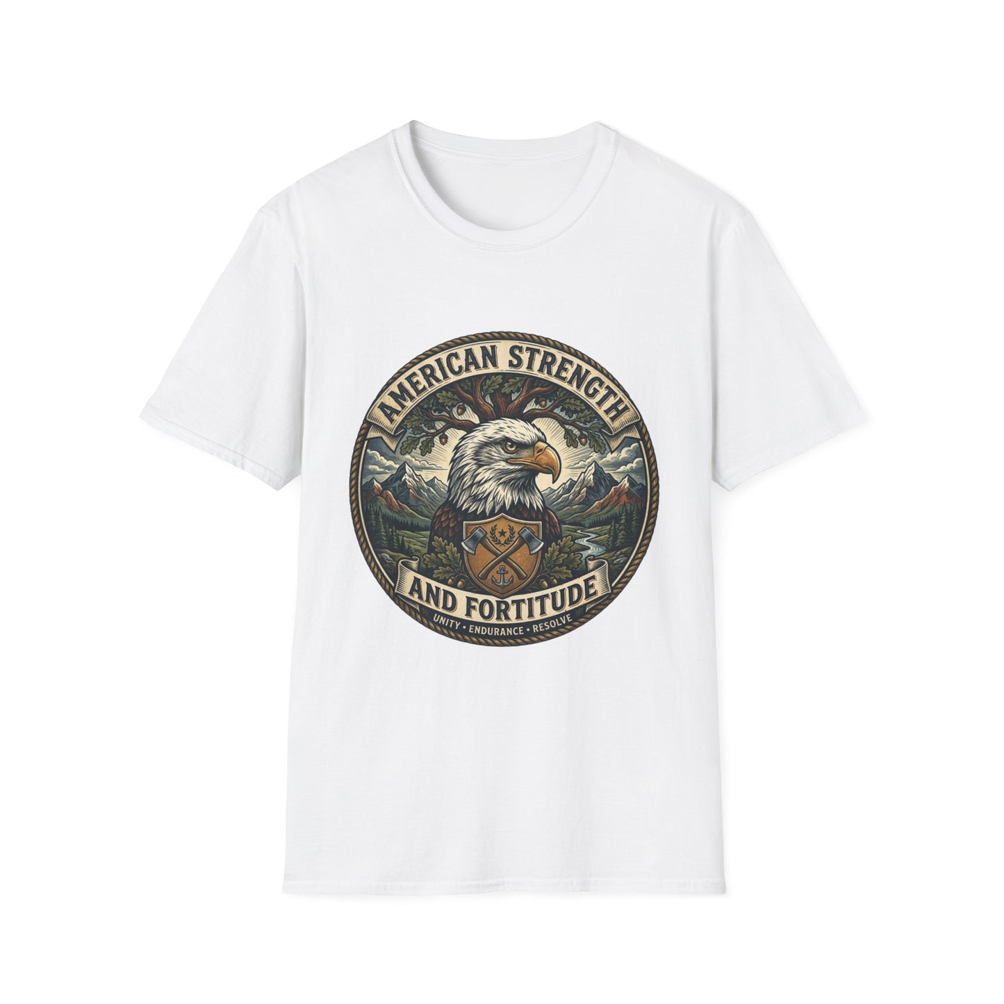 American Strength Eagle T‑Shirt — Patriotic 'American Strength and Fortitude' Graphic Tee