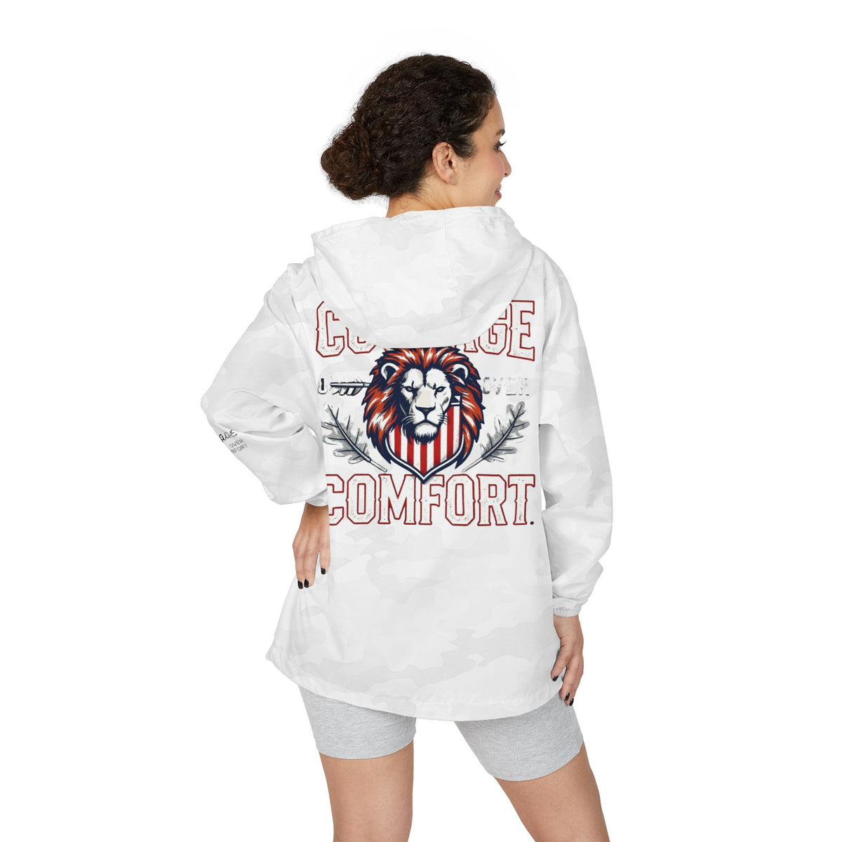 Windbreaker — Courage Over Comfort Lion Graphic Jacket