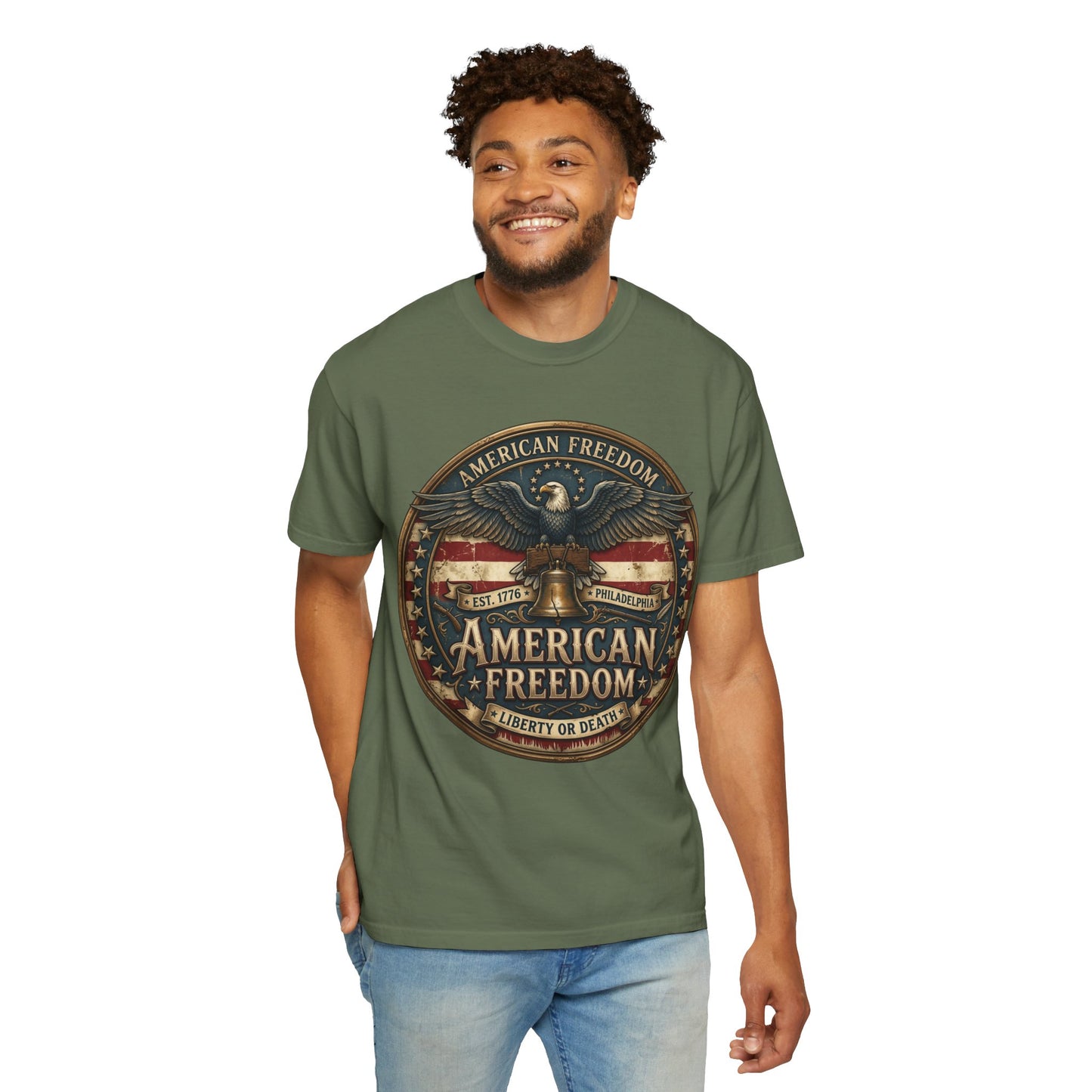 American Freedom T-Shirt — Patriotic Eagle 'Liberty or Death' Graphic