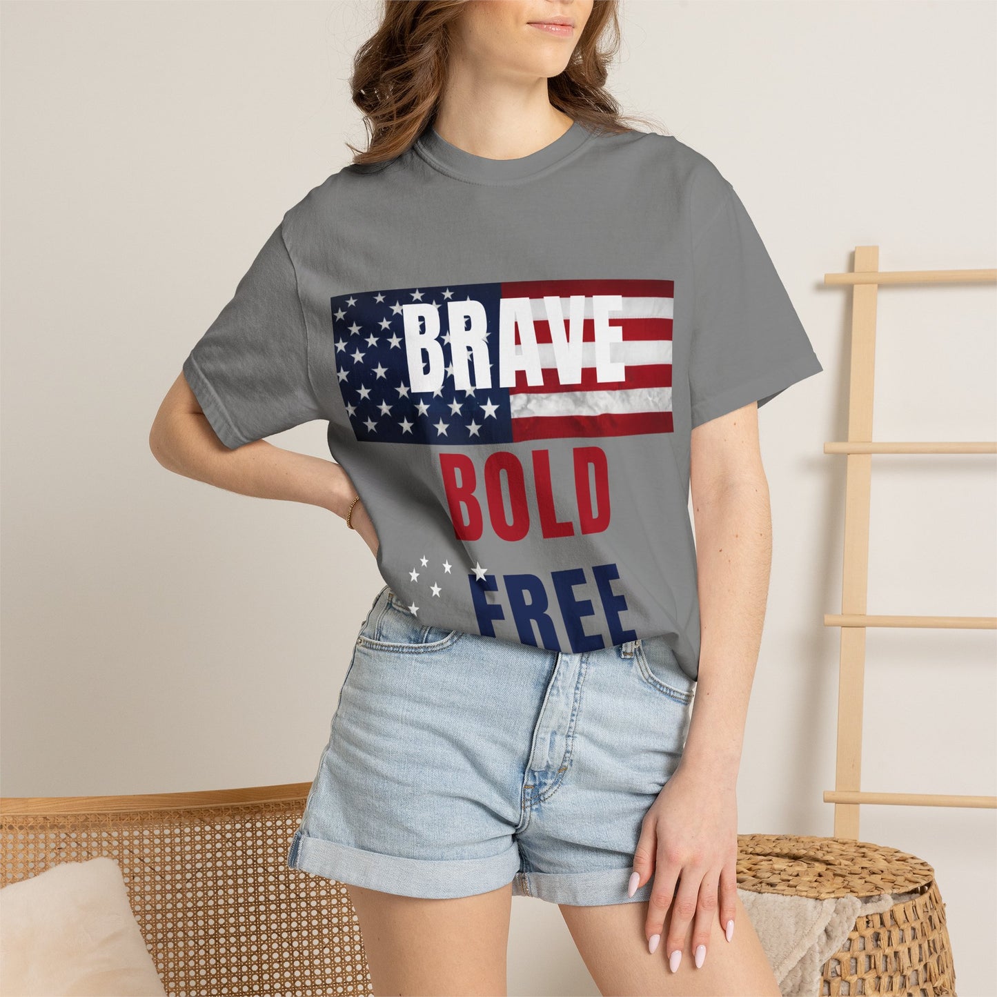 Brave Bold Free American Flag T-Shirt