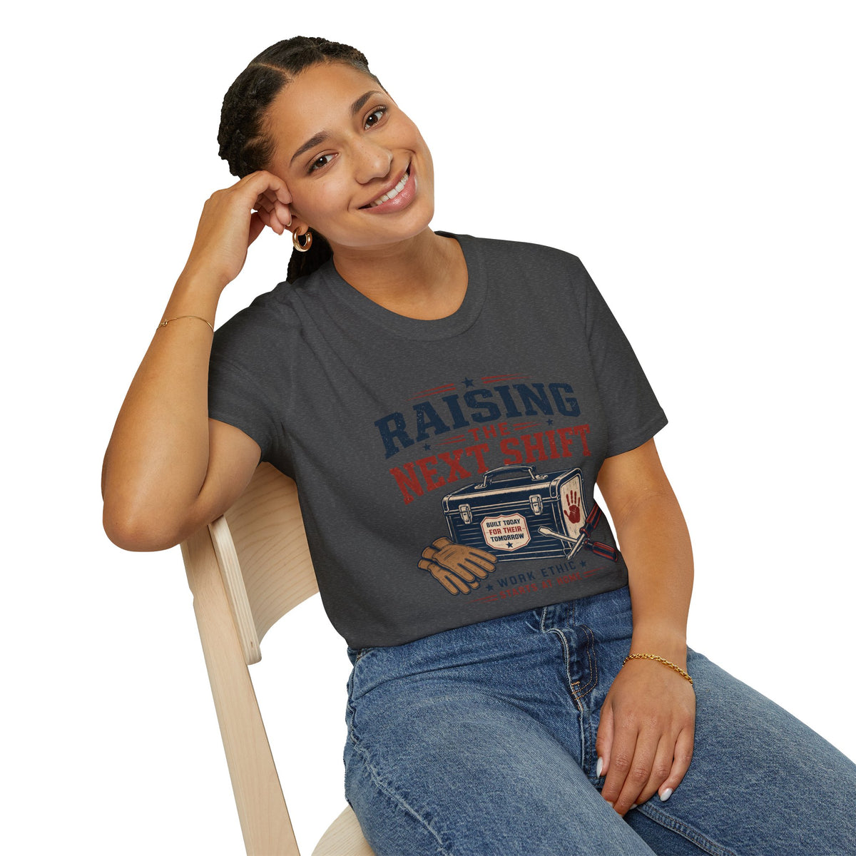 Raising the Next Shift T-Shirt — Retro Mechanic/Garage Dad Tee