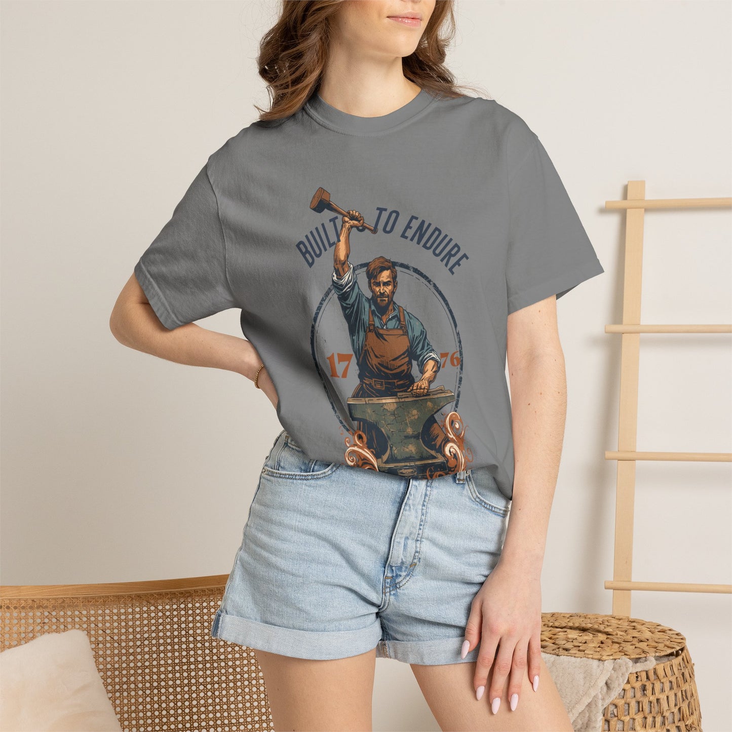 Built to Endure Blacksmith T-Shirt — 1776 Patriotic Vintage Anvil Design