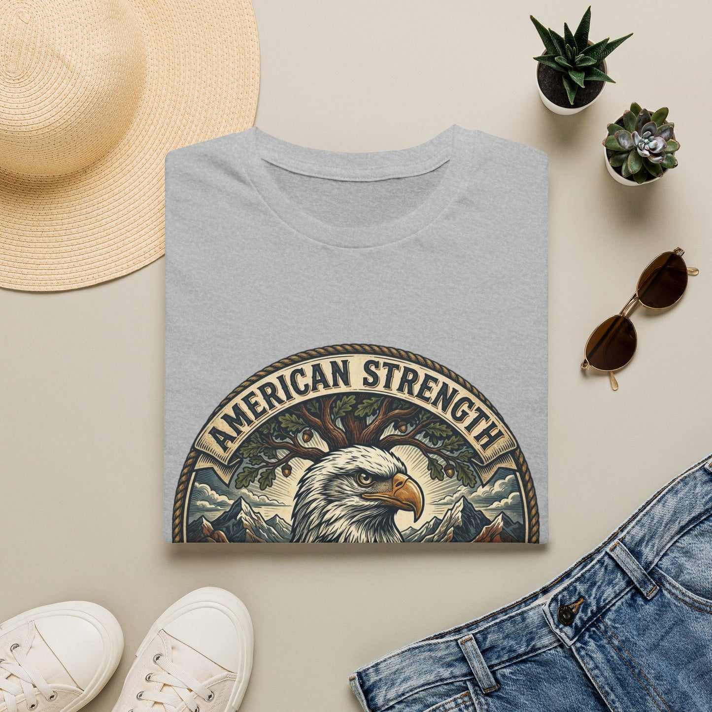 American Strength Eagle T‑Shirt — Patriotic 'American Strength and Fortitude' Graphic Tee