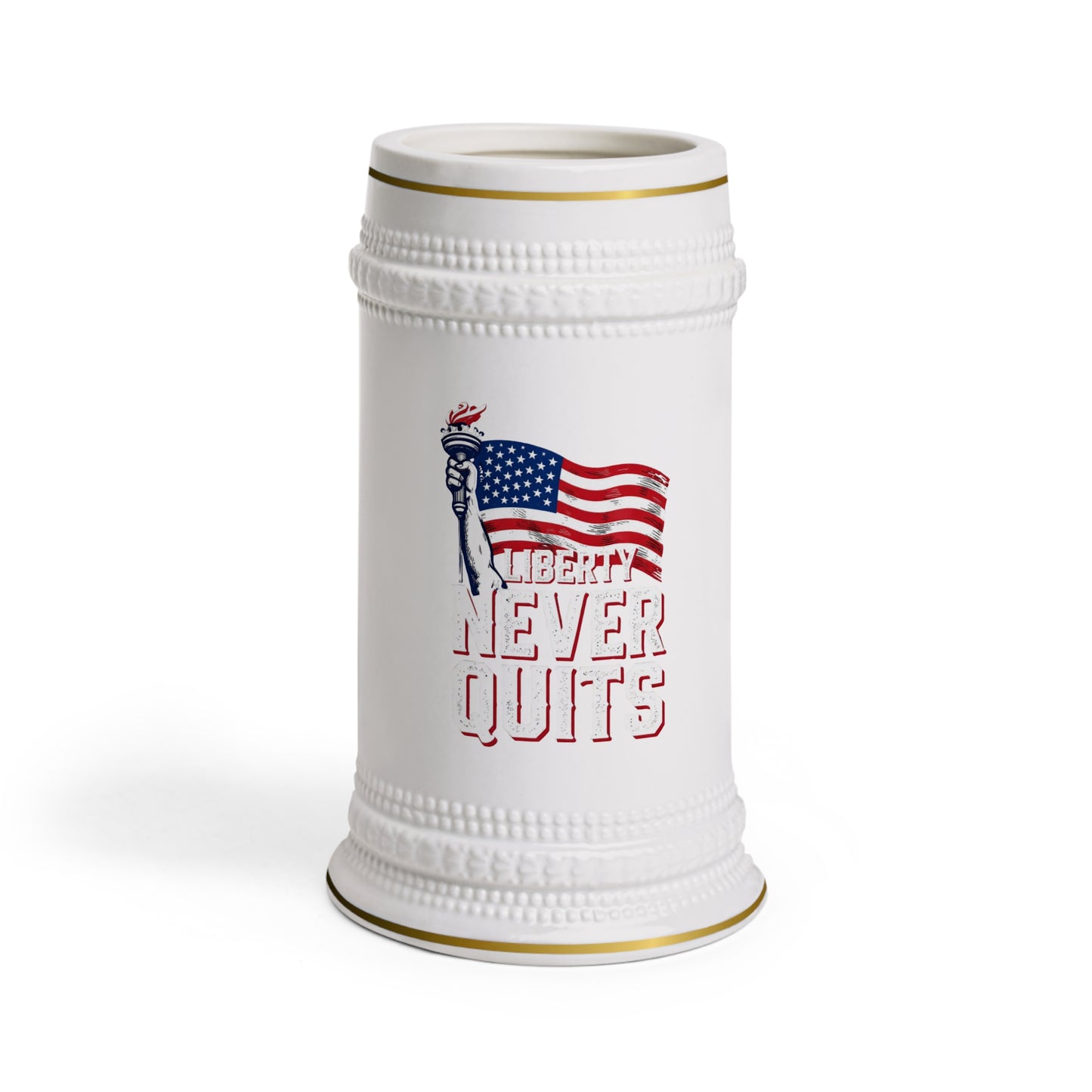 Beer Stein — Liberty Never Quits American Flag & Statue of Liberty Patriotic Mug