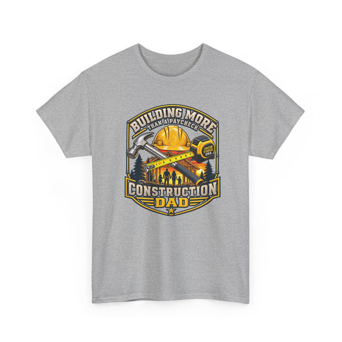 Construction Dad T-Shirt – "Building More, Harder, Faster" Graphic Tee for Father’s Day