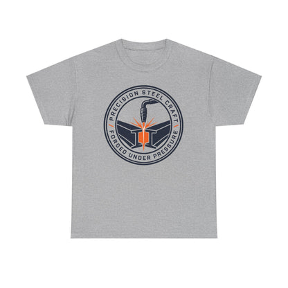 Steel Craft Logo T-Shirt — "Precision Steel Craft: Forged Under Pressure" Graphic Tee