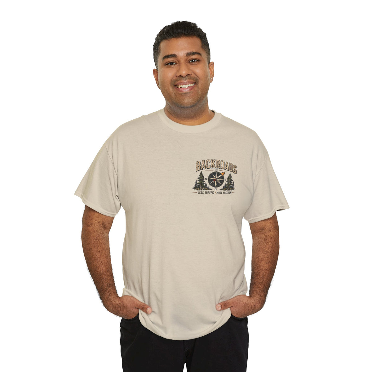 Less Traffic More Backroads T‑Shirt — Scenic Road Trip Adventure Tee