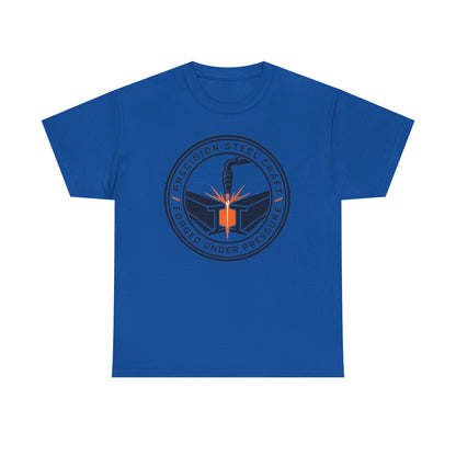 Steel Craft Logo T-Shirt — "Precision Steel Craft: Forged Under Pressure" Graphic Tee