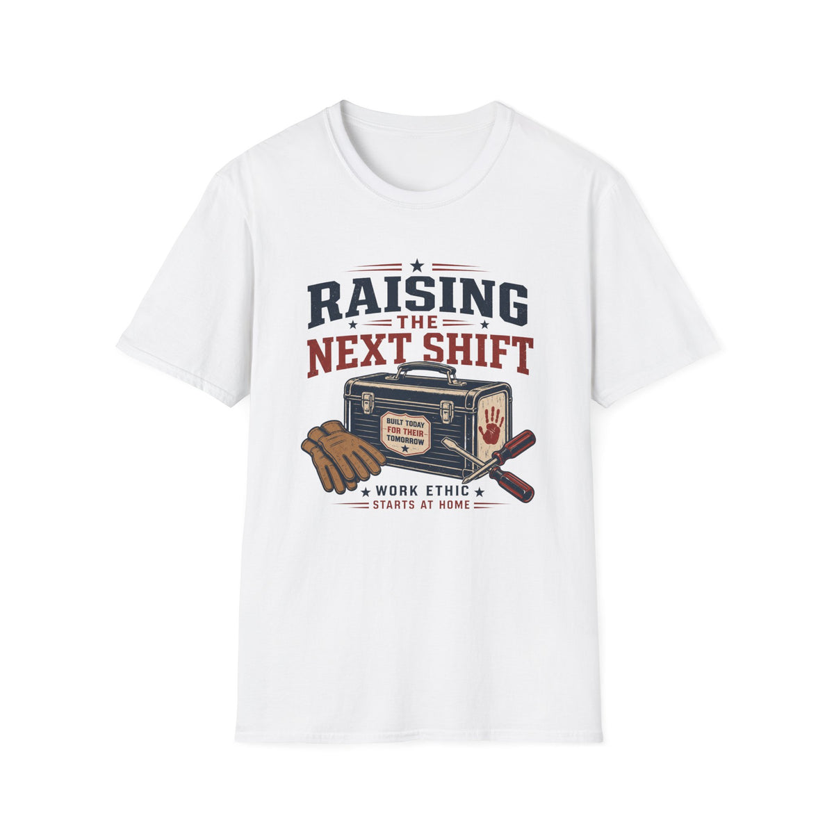 Raising the Next Shift T-Shirt — Retro Mechanic/Garage Dad Tee