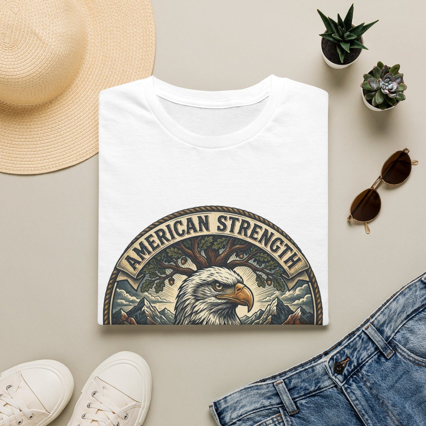 American Strength Eagle T‑Shirt — Patriotic 'American Strength and Fortitude' Graphic Tee