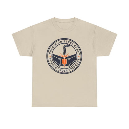 Steel Craft Logo T-Shirt — "Precision Steel Craft: Forged Under Pressure" Graphic Tee