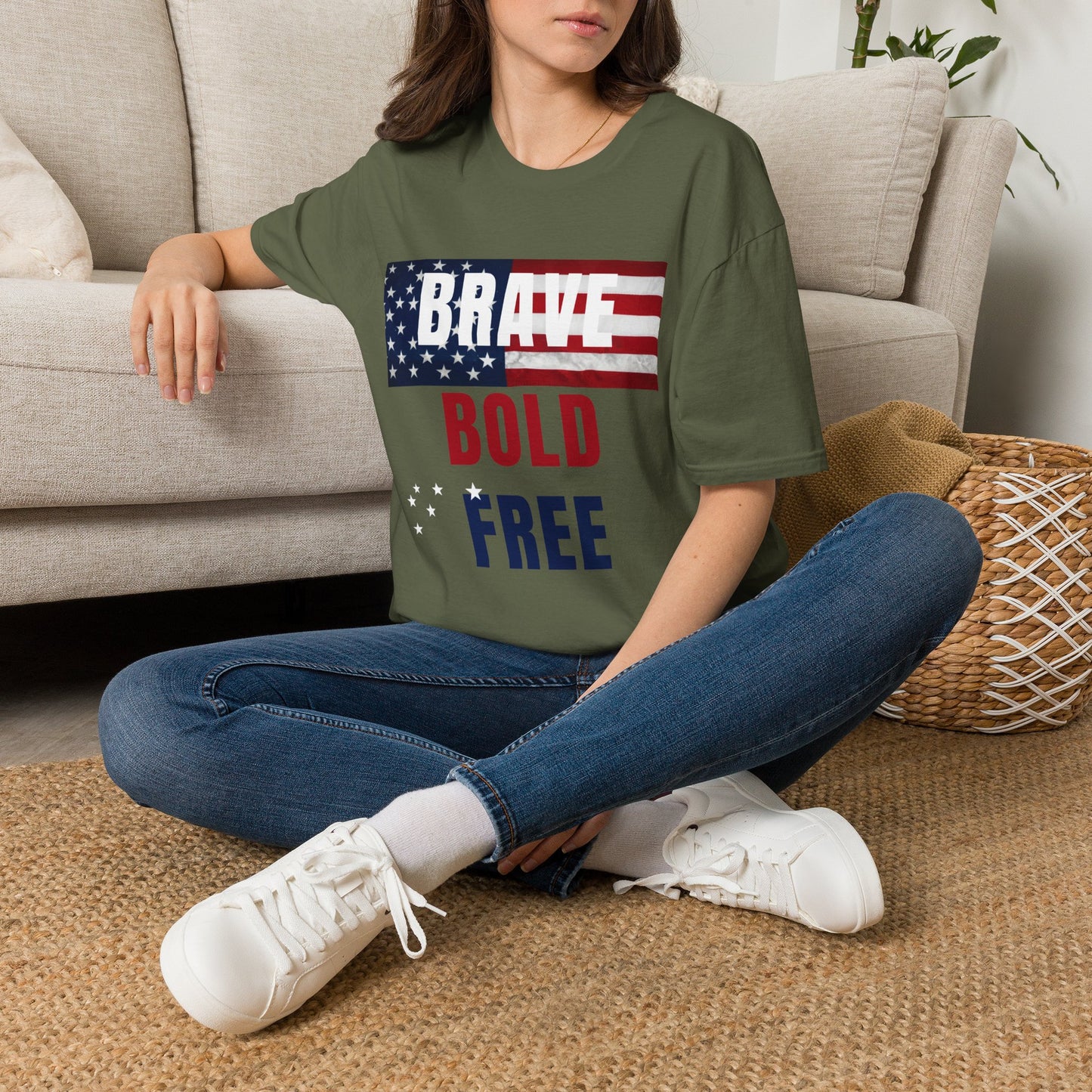Brave Bold Free American Flag T-Shirt