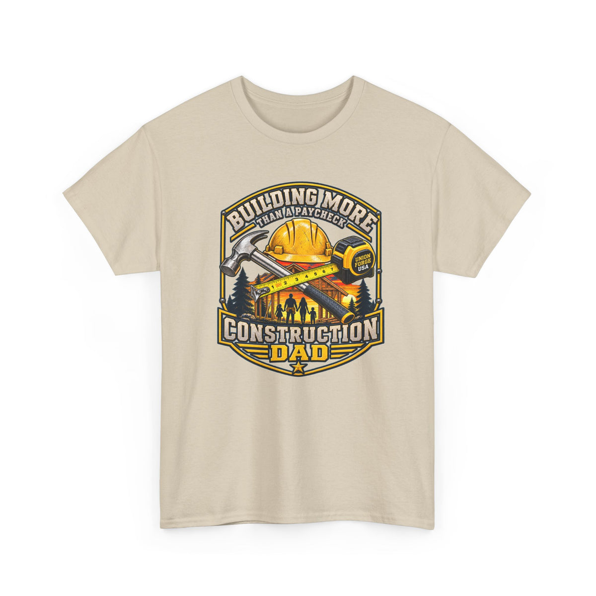 Construction Dad T-Shirt – "Building More, Harder, Faster" Graphic Tee for Father’s Day