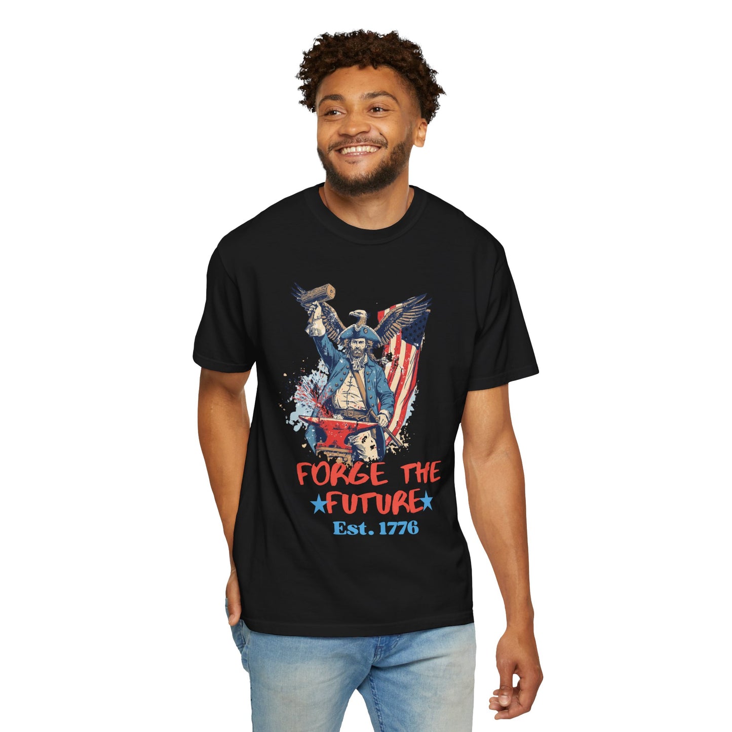 Forge the Future T-Shirt — Patriotic American Revolutionary Graphic Tee (Est. 1776)