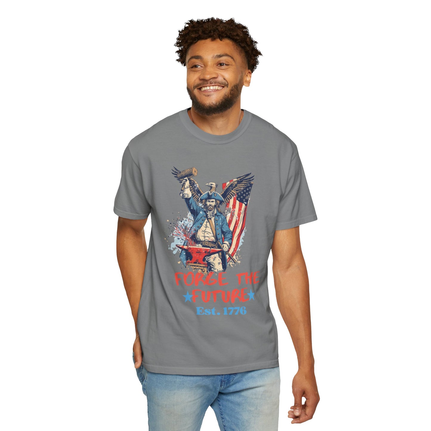 Forge the Future T-Shirt — Patriotic American Revolutionary Graphic Tee (Est. 1776)