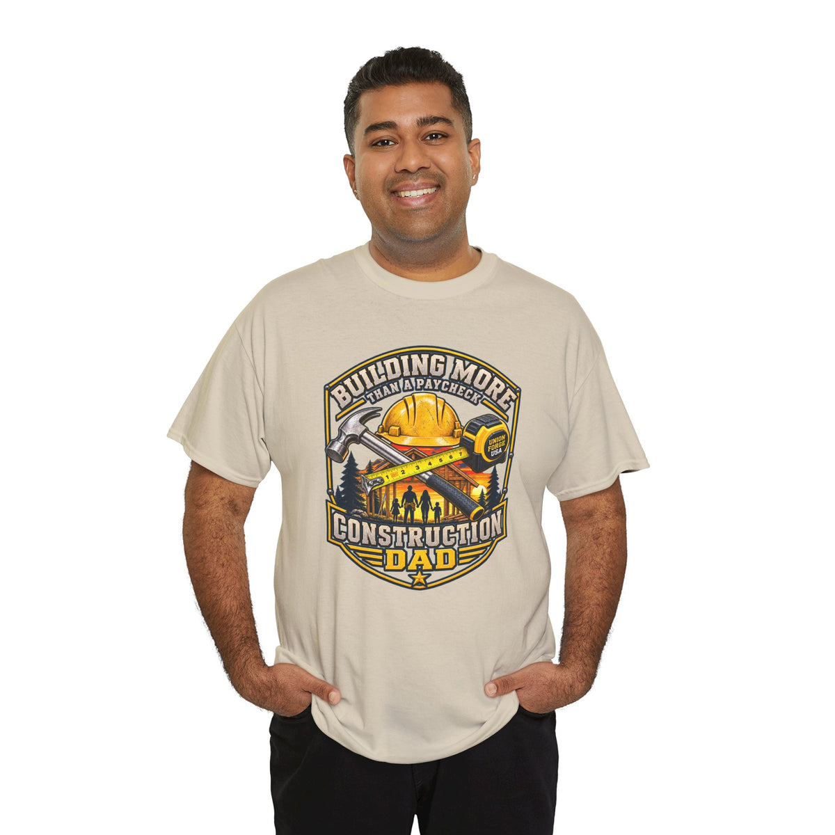 Construction Dad T-Shirt – "Building More, Harder, Faster" Graphic Tee for Father’s Day