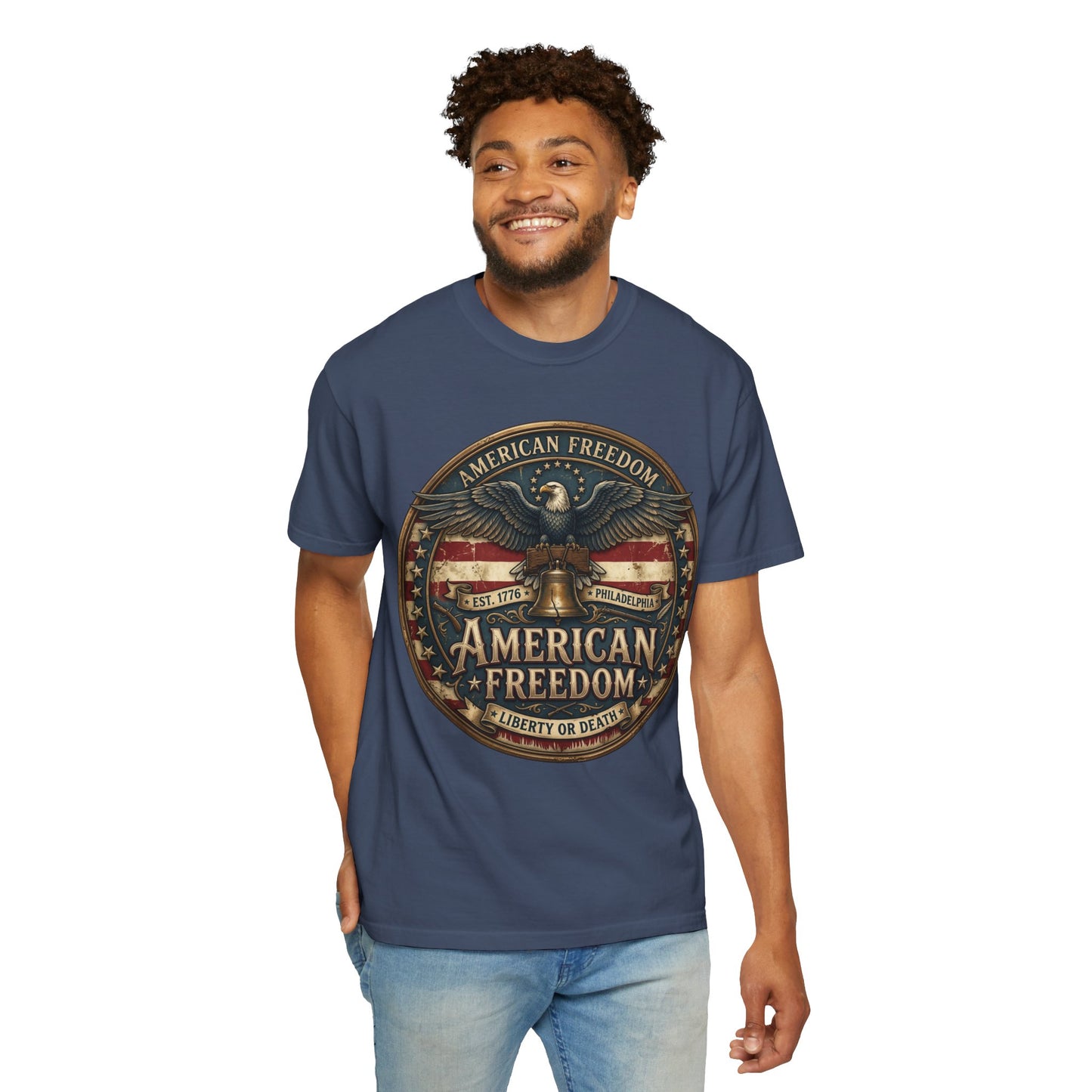 American Freedom T-Shirt — Patriotic Eagle 'Liberty or Death' Graphic