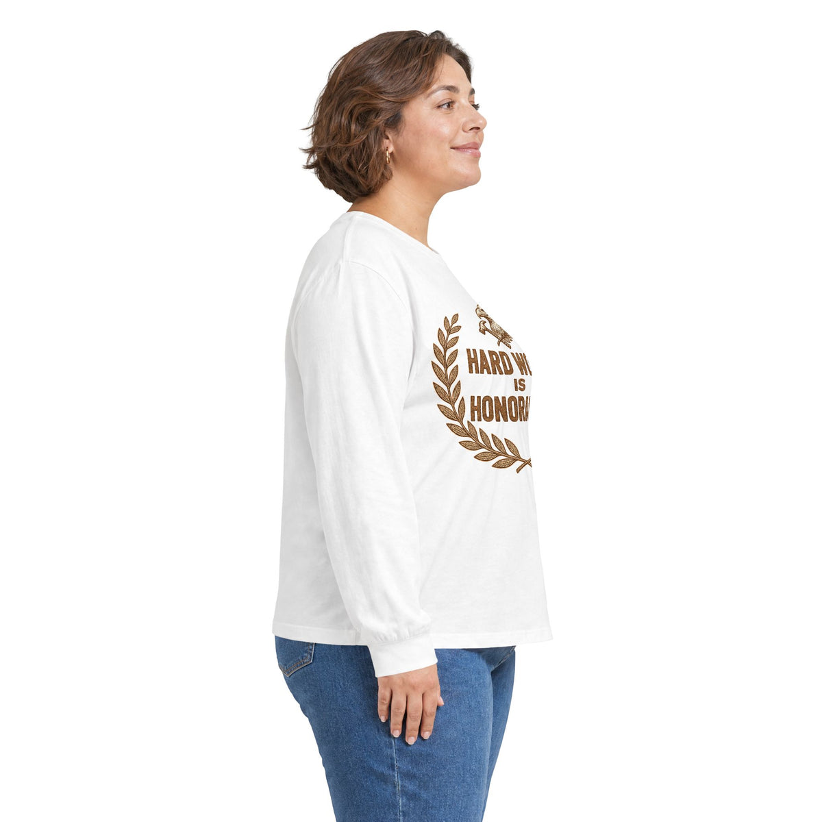 Long Sleeve Tee — "Hard Work Is Honorable" Eagle Laurel Graphic