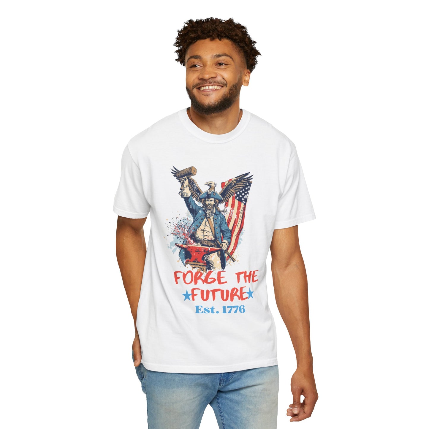 Forge the Future T-Shirt — Patriotic American Revolutionary Graphic Tee (Est. 1776)