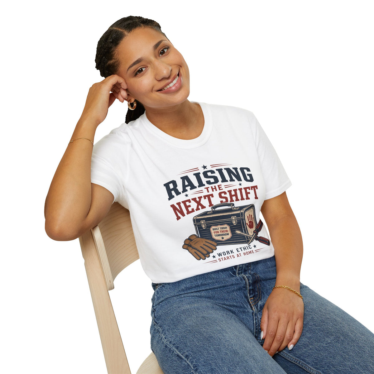 Raising the Next Shift T-Shirt — Retro Mechanic/Garage Dad Tee