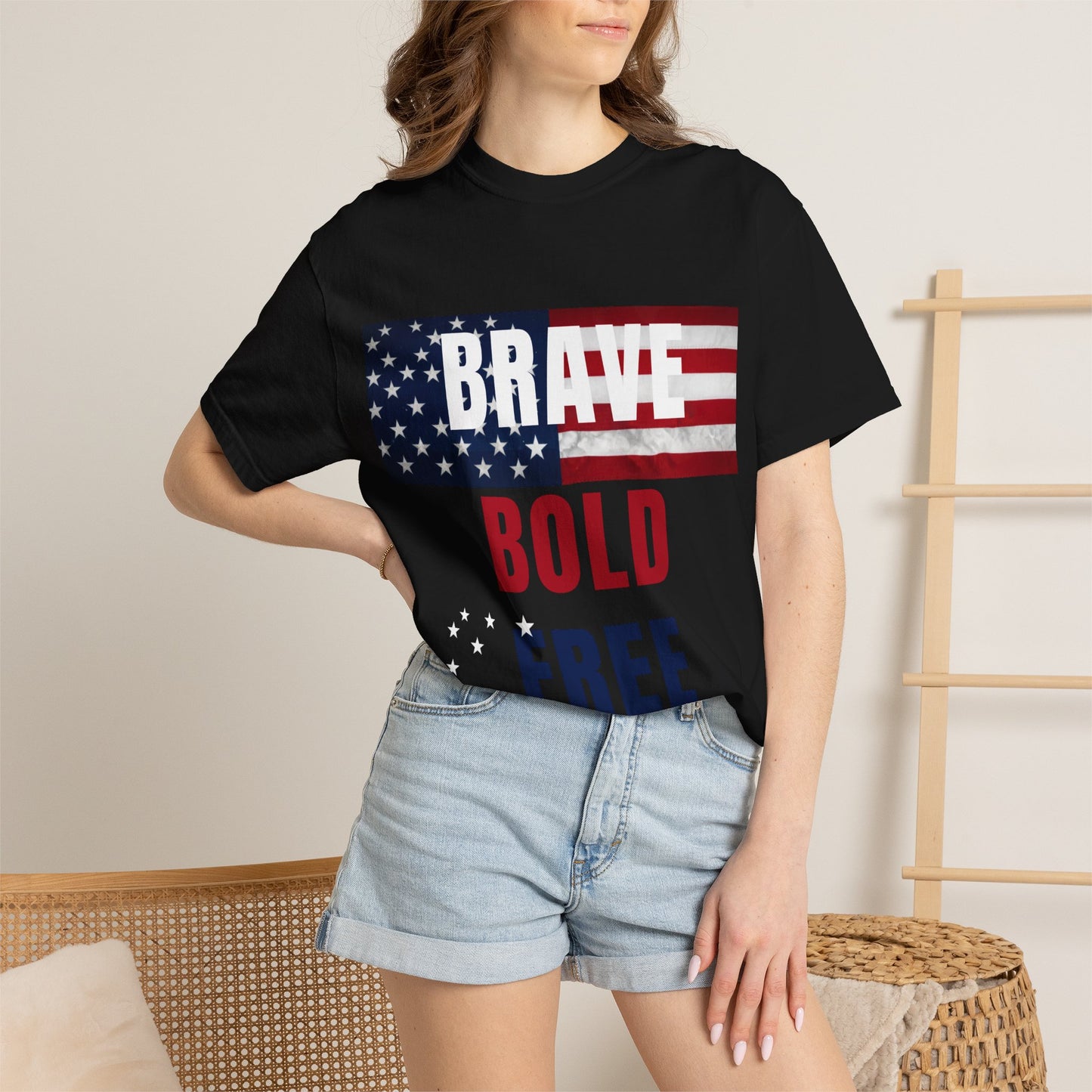 Brave Bold Free American Flag T-Shirt