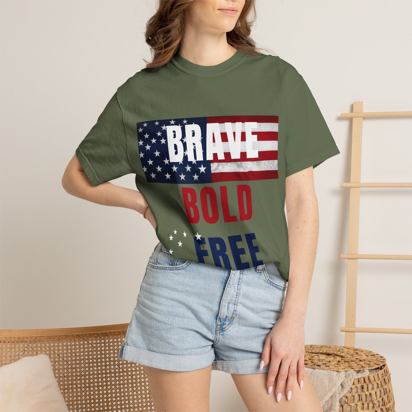 Brave Bold Free American Flag T-Shirt