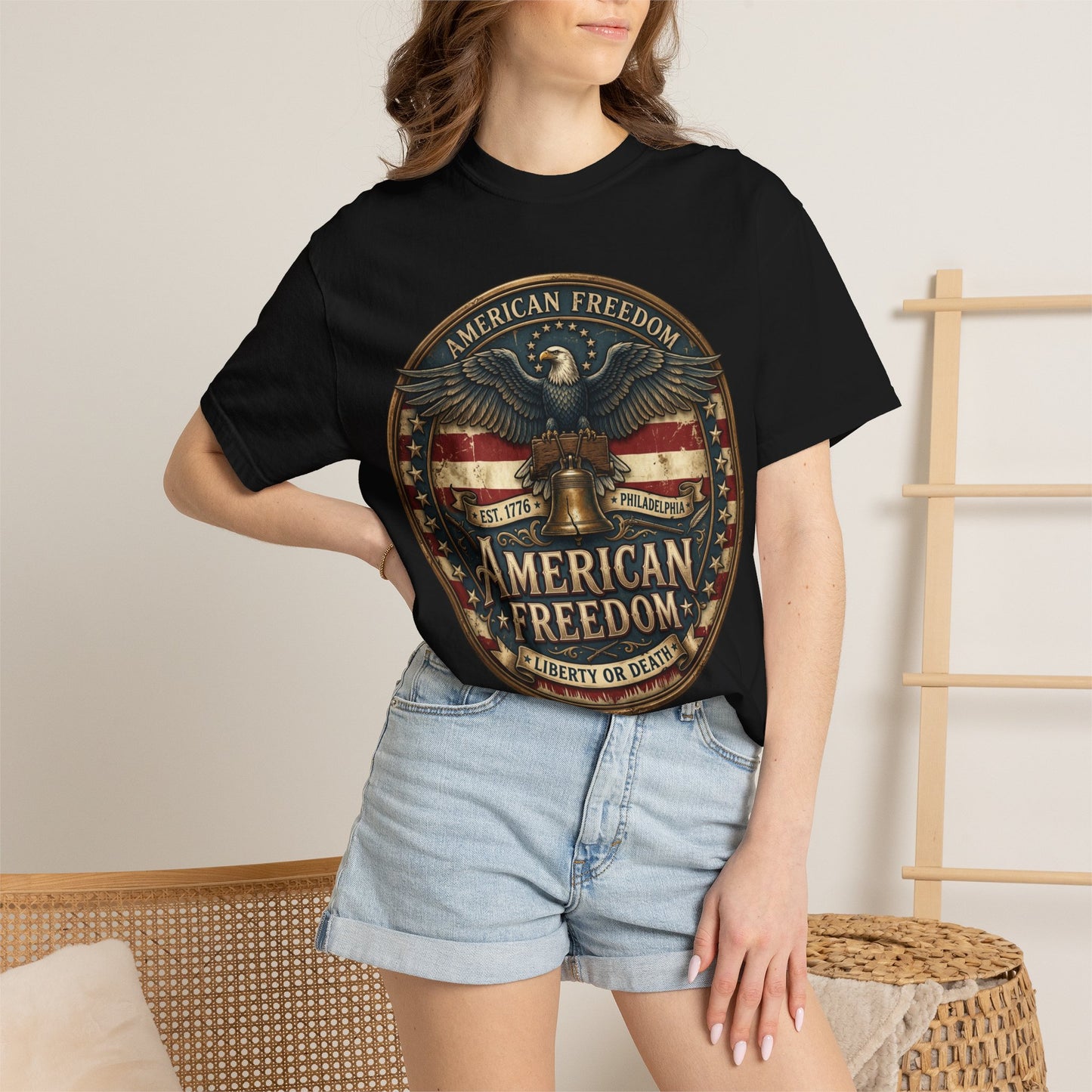 American Freedom T-Shirt — Patriotic Eagle 'Liberty or Death' Graphic