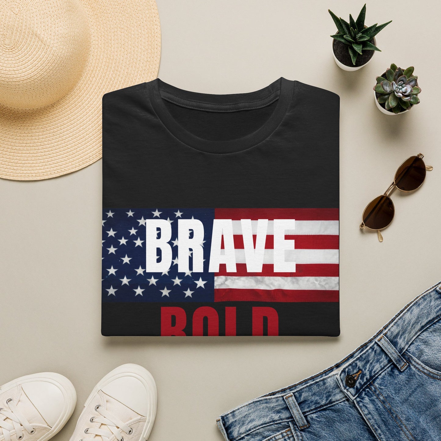 Brave Bold Free American Flag T-Shirt