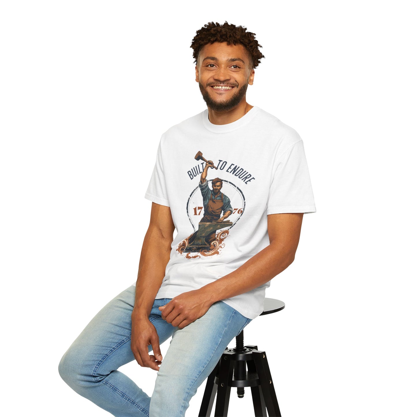 Built to Endure Blacksmith T-Shirt — 1776 Patriotic Vintage Anvil Design