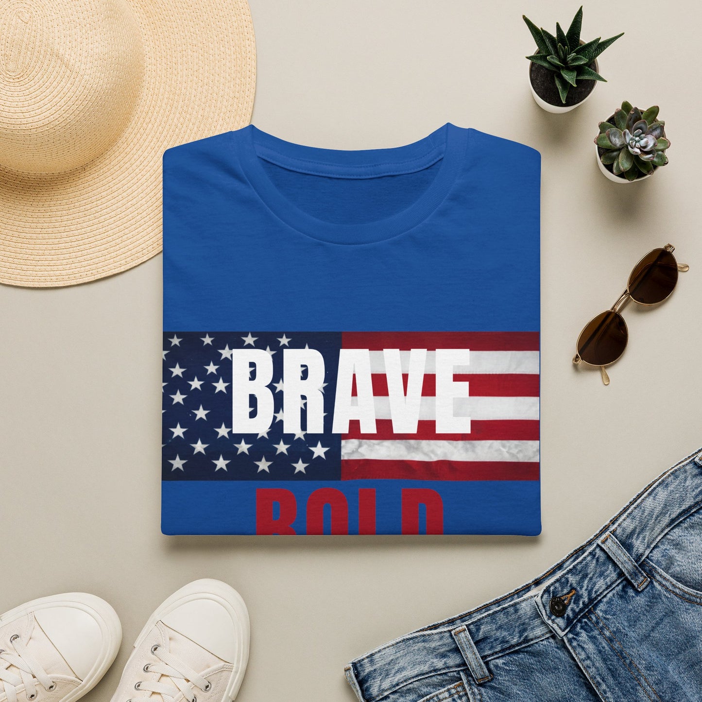 Brave Bold Free American Flag T-Shirt