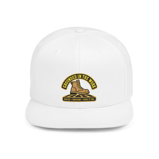Snapback Hat — “Grounded in the Soil” Embroidered Work Boot Logo