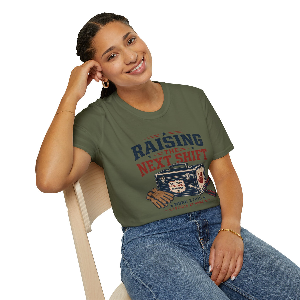 Raising the Next Shift T-Shirt — Retro Mechanic/Garage Dad Tee
