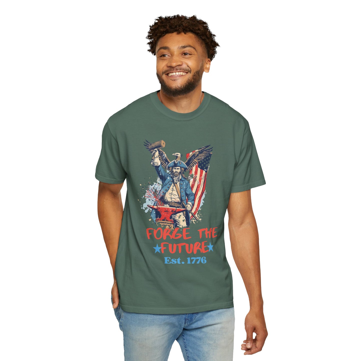 Forge the Future T-Shirt — Patriotic American Revolutionary Graphic Tee (Est. 1776)