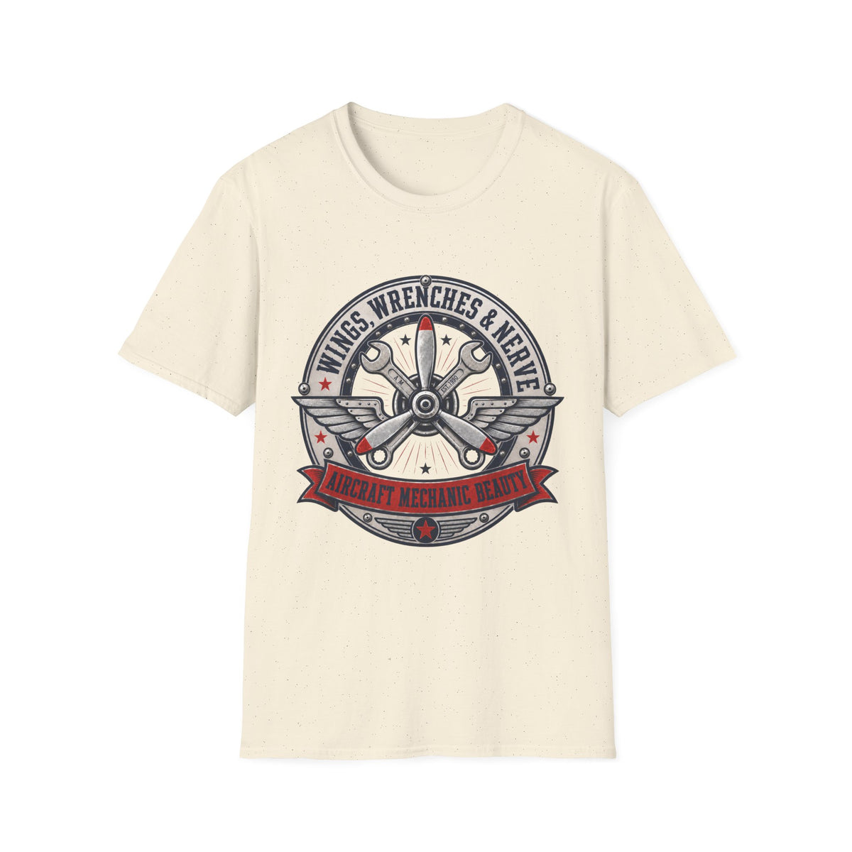 Mechanic Aviation T‑Shirt — "Wings, Wrenches & Nerve" Vintage Aircraft Crew Tee