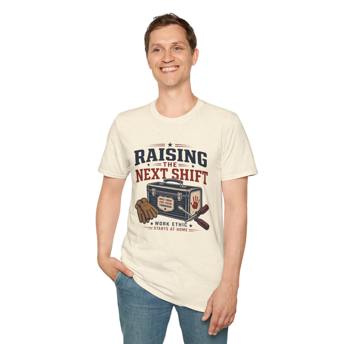 Raising the Next Shift T-Shirt — Retro Mechanic/Garage Dad Tee
