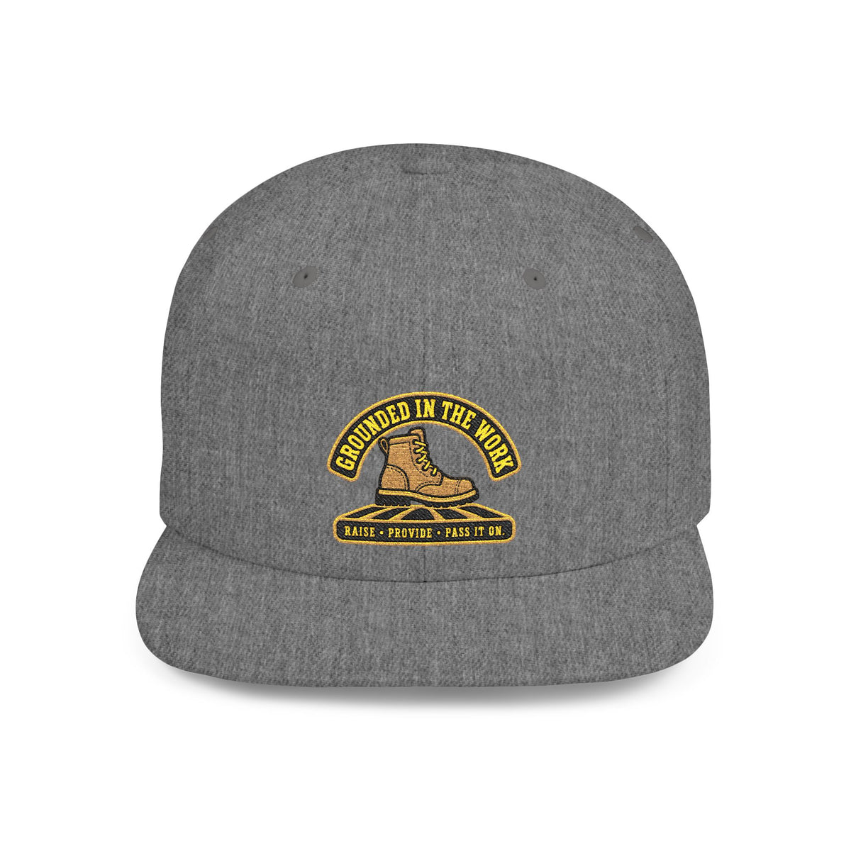 Snapback Hat — “Grounded in the Soil” Embroidered Work Boot Logo