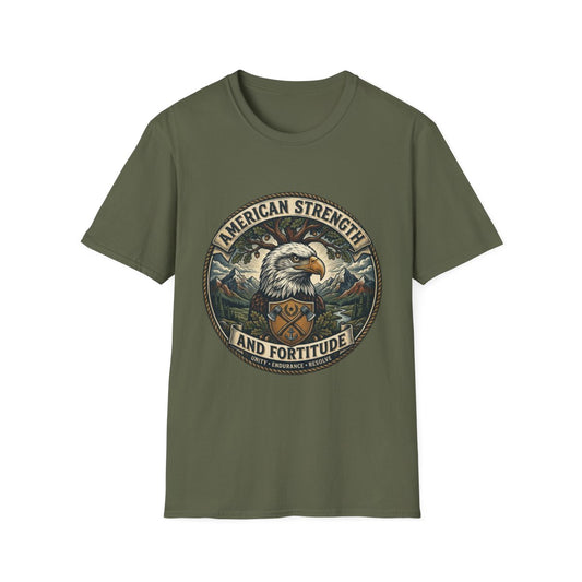 American Strength Eagle T‑Shirt — Patriotic 'American Strength and Fortitude' Graphic Tee