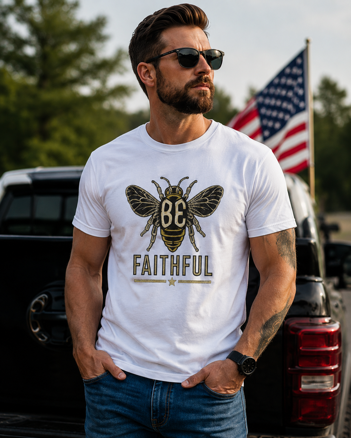 Bee Faithful T-Shirt — Inspirational Bee Graphic Tee