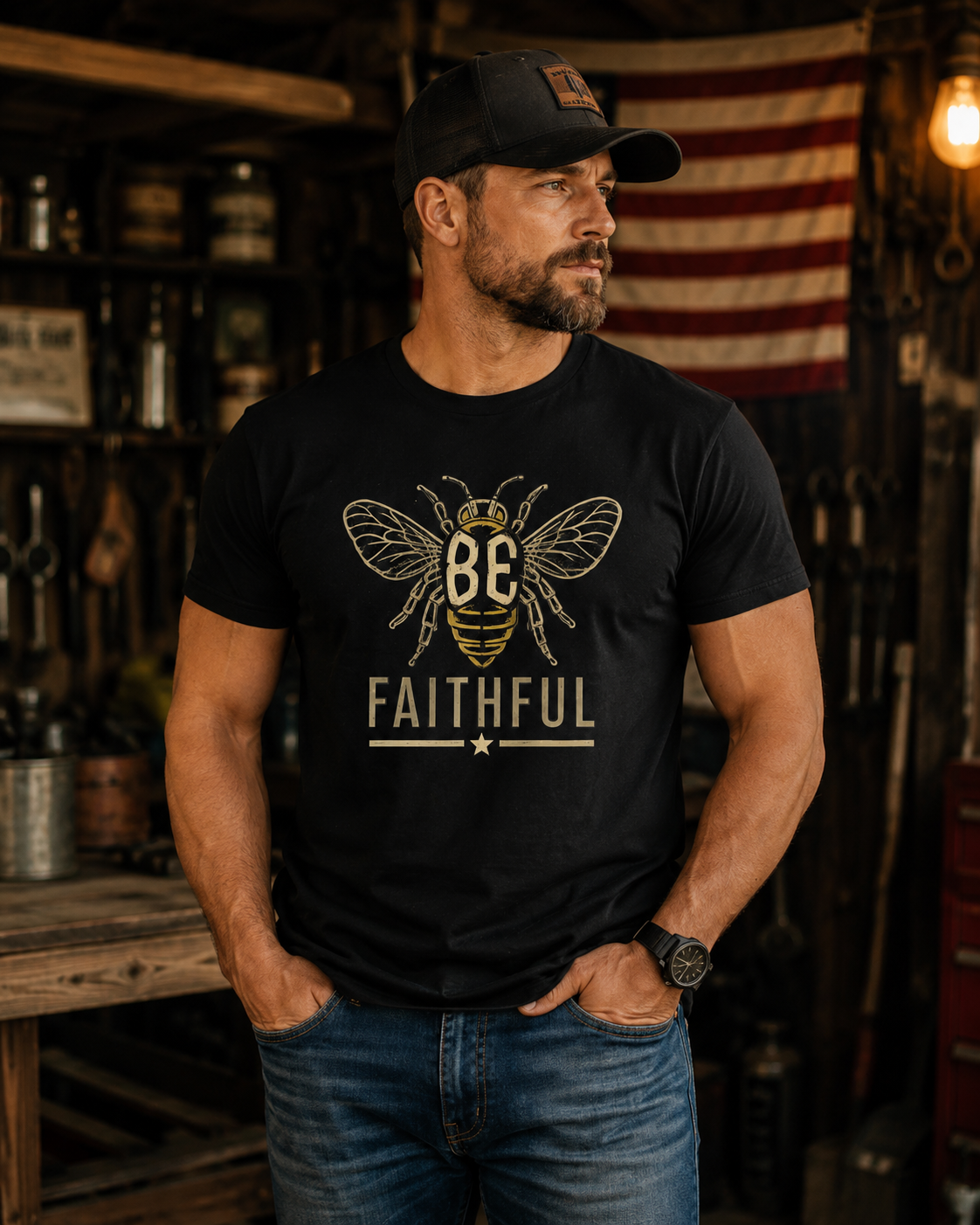Bee Faithful T-Shirt — Inspirational Bee Graphic Tee