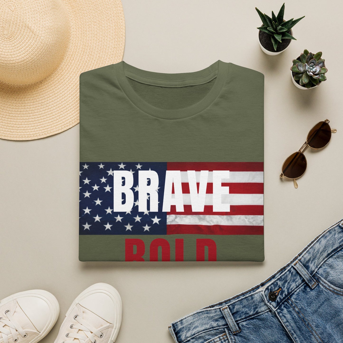 Brave Bold Free American Flag T-Shirt
