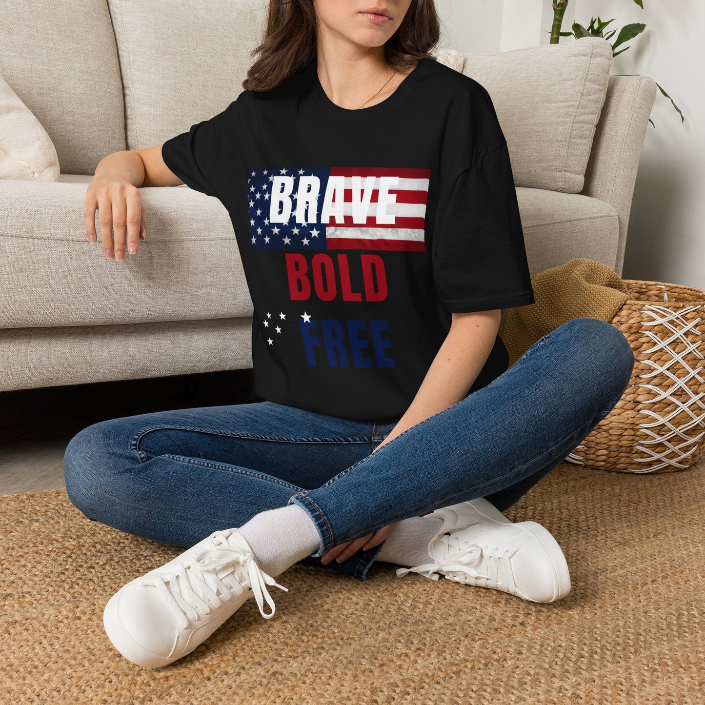 Brave Bold Free American Flag T-Shirt