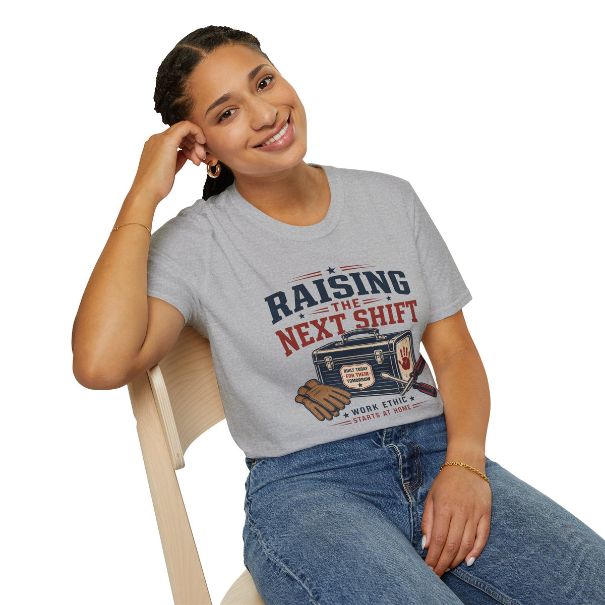 Raising the Next Shift T-Shirt — Retro Mechanic/Garage Dad Tee