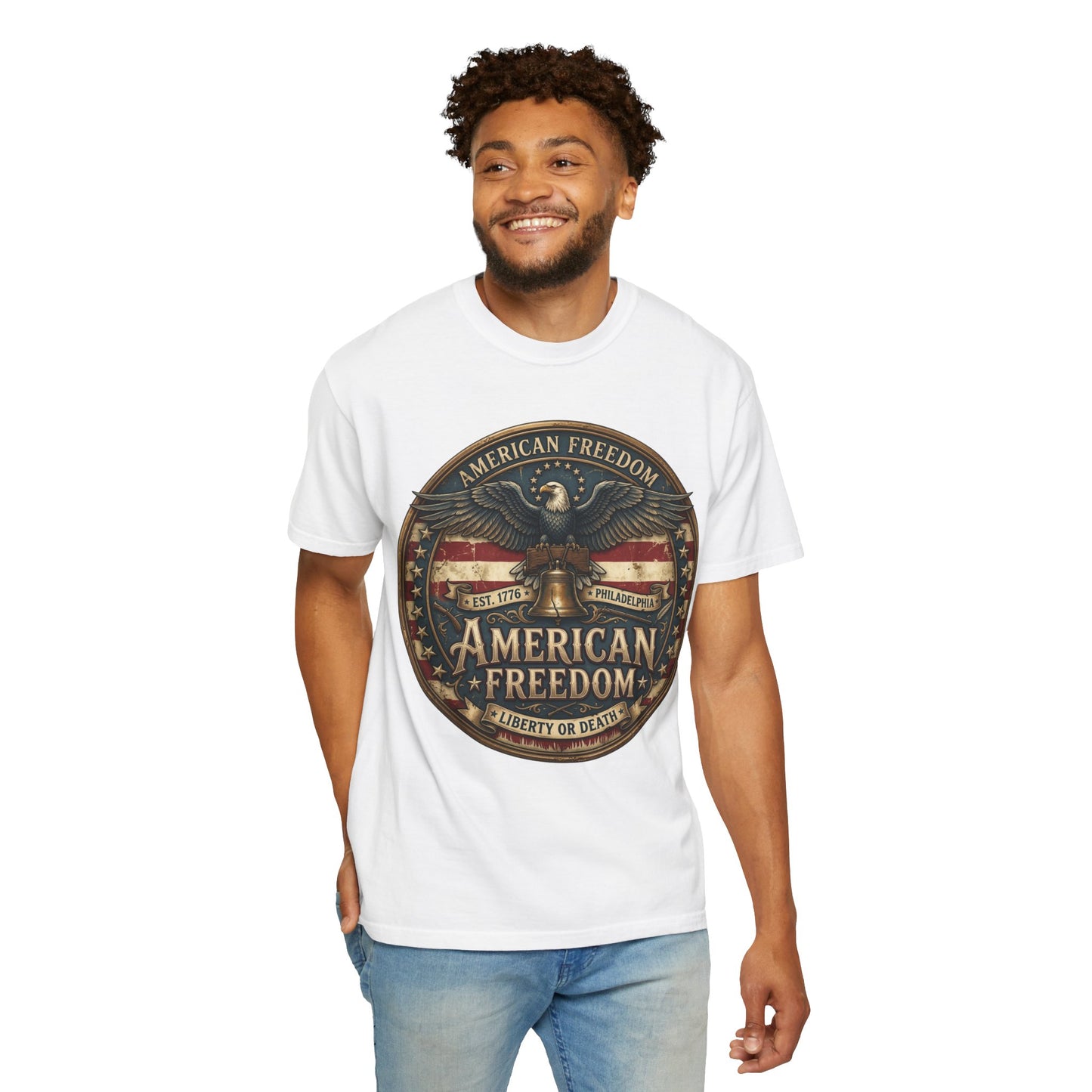 American Freedom T-Shirt — Patriotic Eagle 'Liberty or Death' Graphic