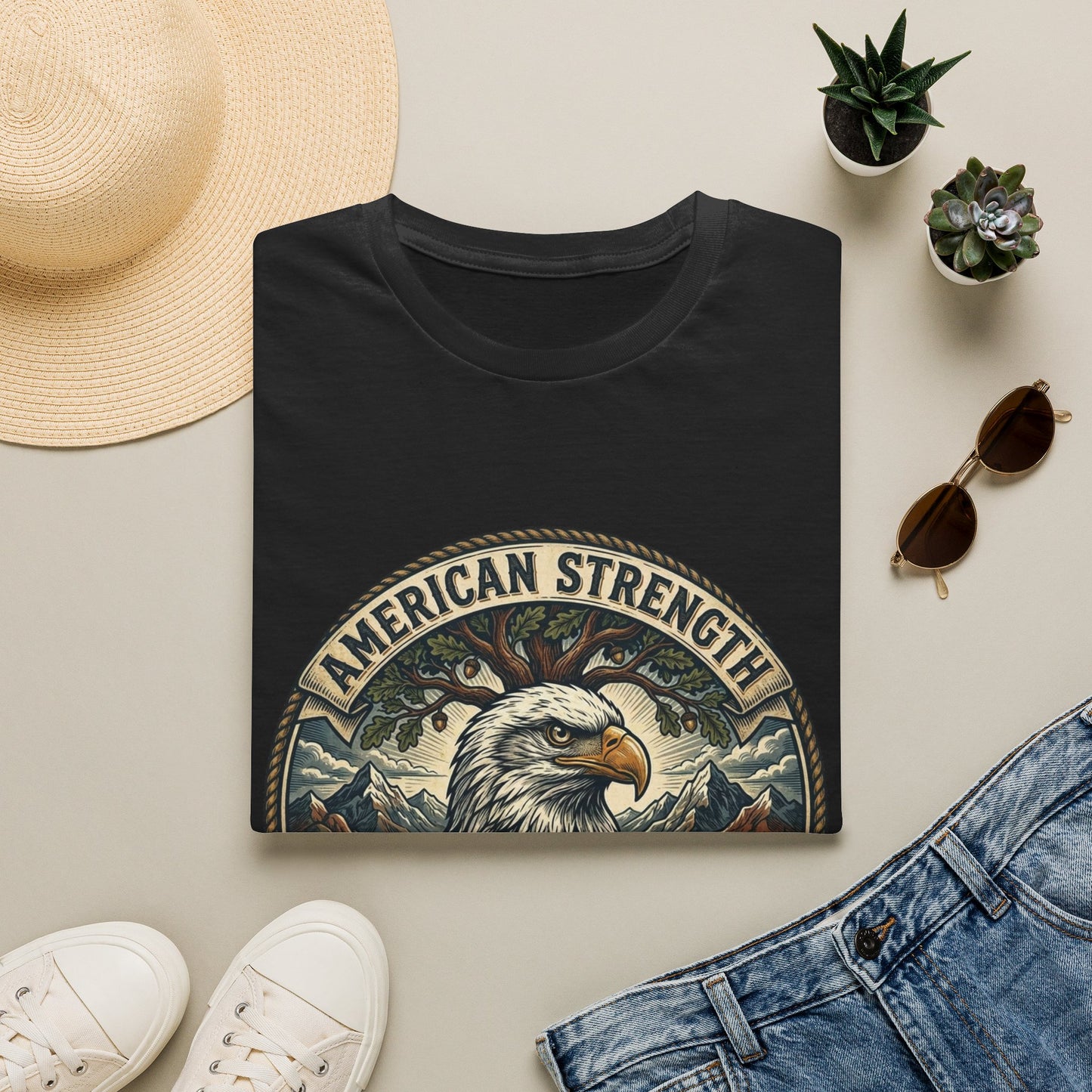 American Strength Eagle T‑Shirt — Patriotic 'American Strength and Fortitude' Graphic Tee